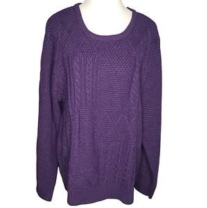 Wool Alpaca Blend Mixed Cable Knit Sweater Grandma Cabin Gorp Fisherman  XL